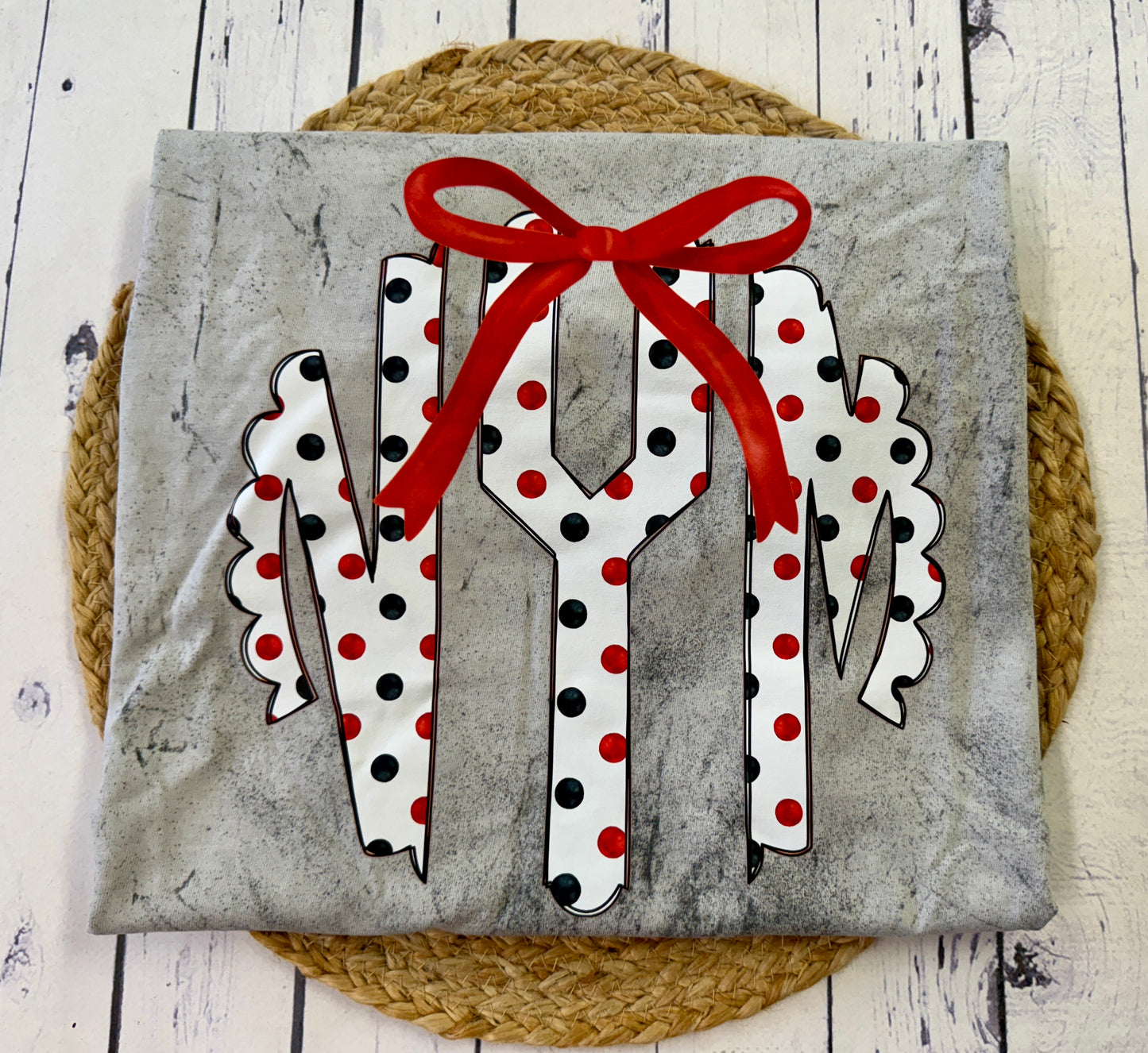 Monogrammed Red & White