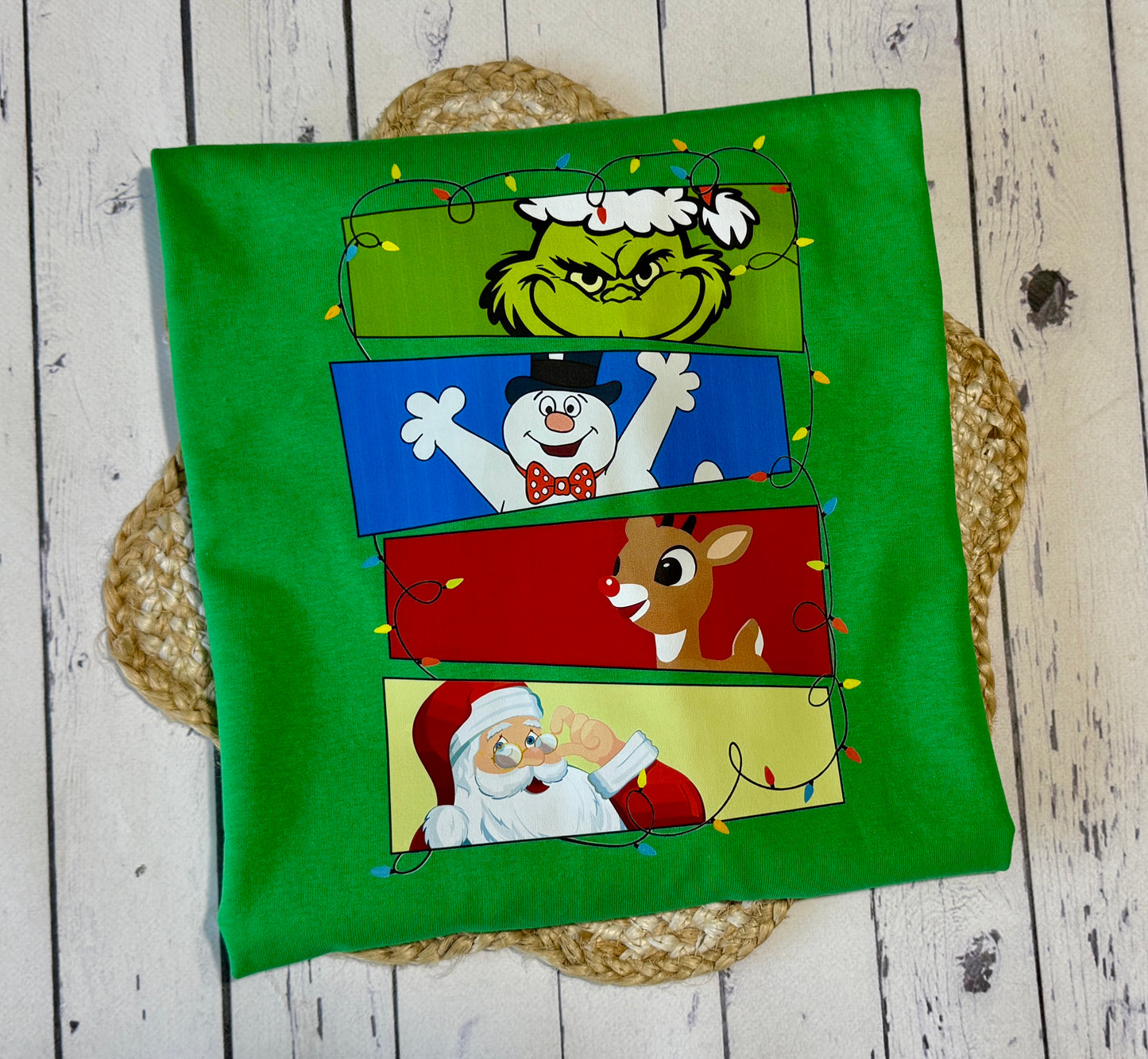 Grinch, Frosty, Rudolph, Santa